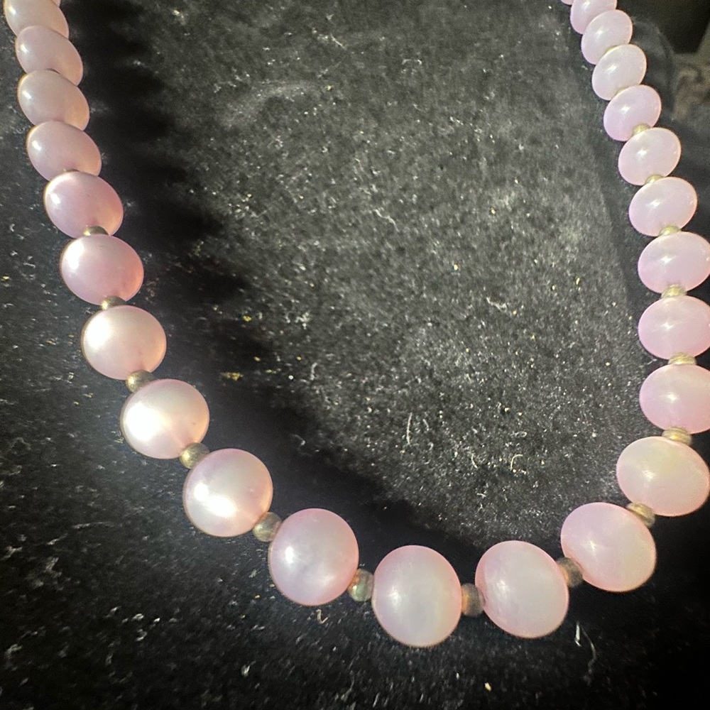 vintage moon glow Lavender Beaded Necklace - Picture 3 of 6